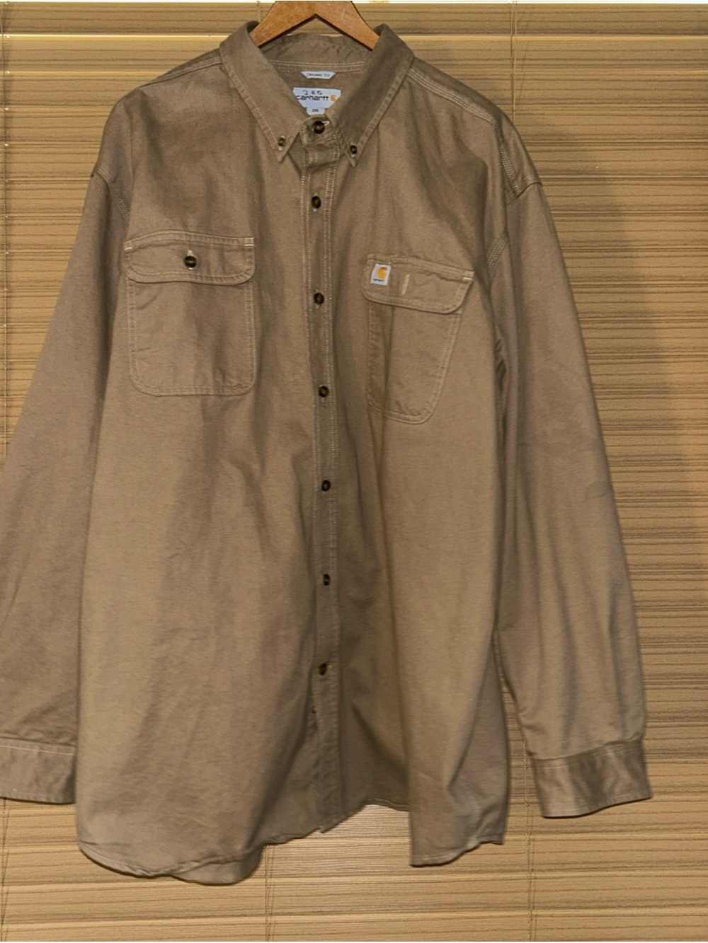 Carhartt Men's Tan Button-Front Work Shirt